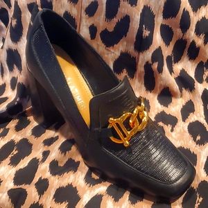 Gibson & Latimer Ritah Croc Lizard Embossed Block Heel Loafer size 7